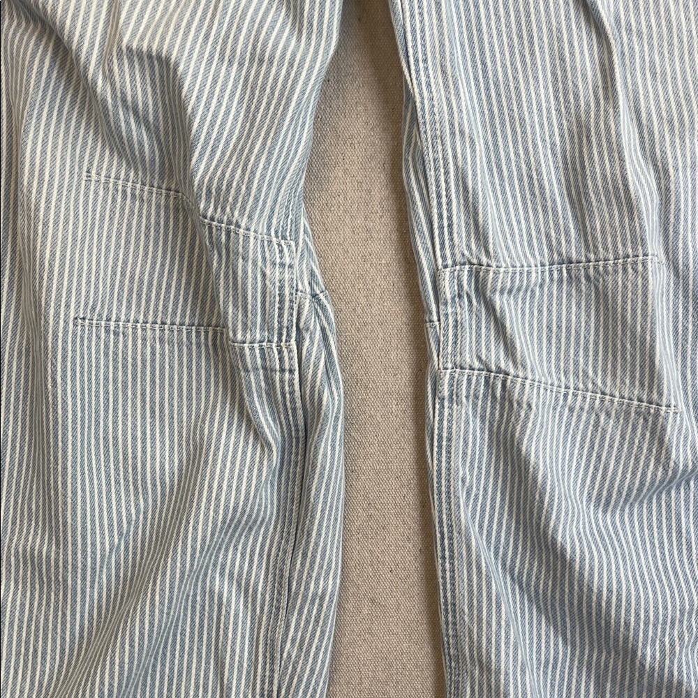 Striped Light Blue Drawstring Pants - image 4